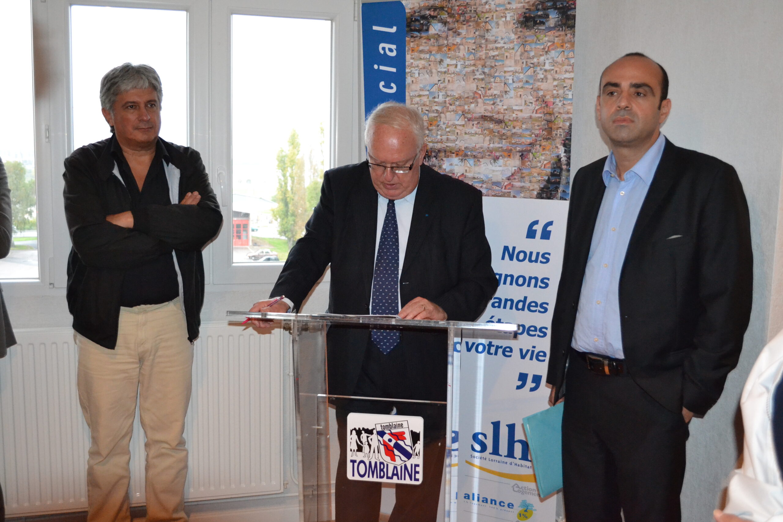 Hervé Féron, André Bonal, Président de la SLH, et Raphaël Atlani, directeur de la SLH