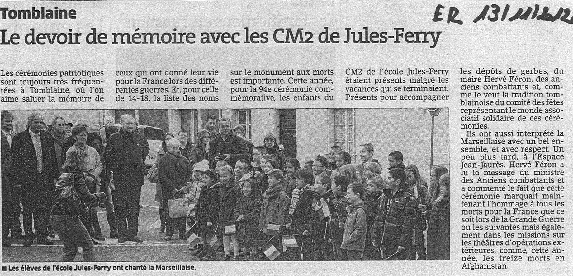 Article de l'Est républicain, le 13 novembre 2012