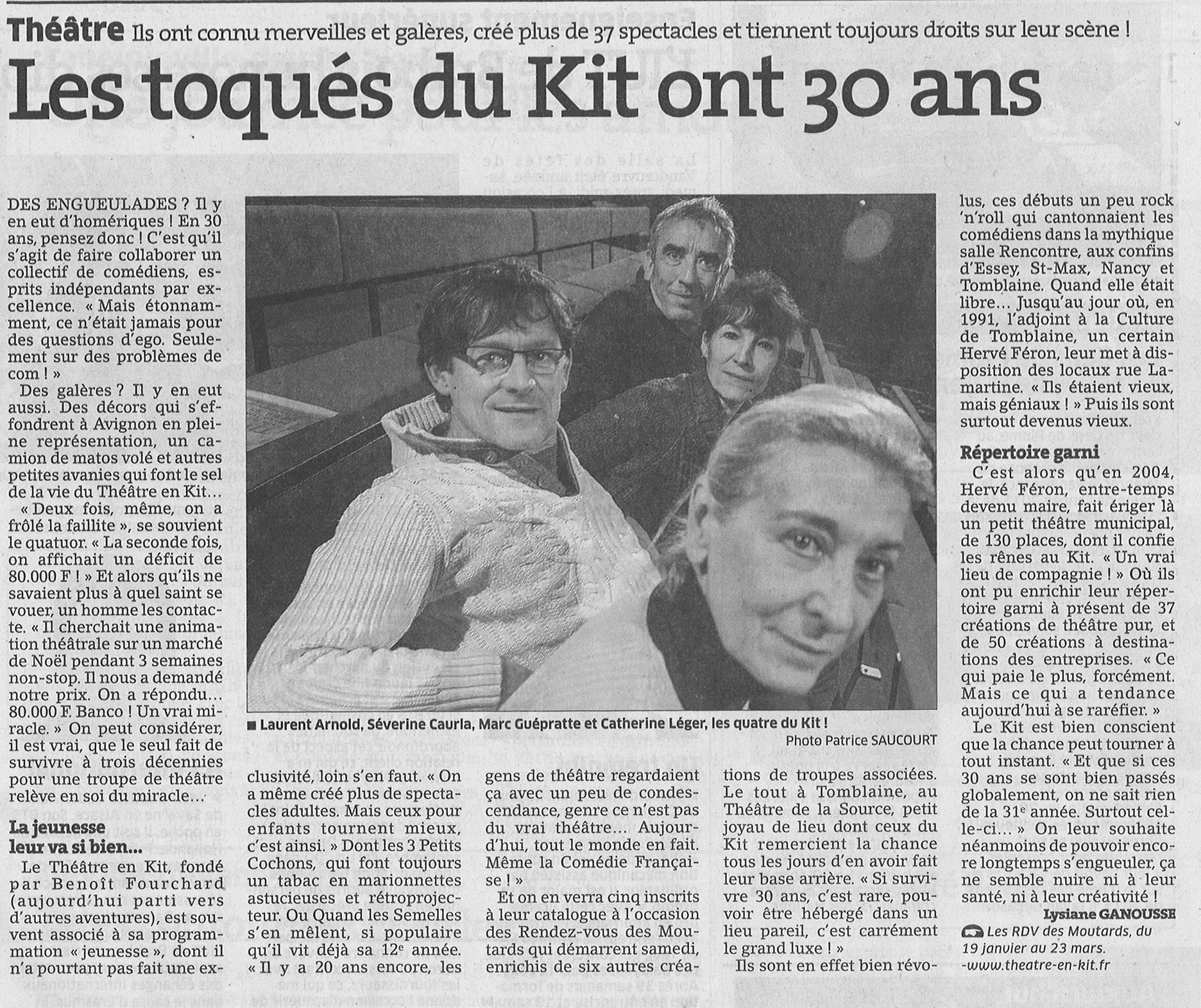 Le Théâtre en Kit dans l'Est Républicain du 15 janvier 2013