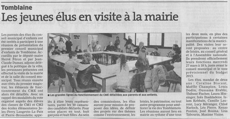 Le Conseil municipal des enfants de Tomblaine