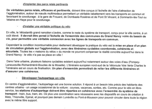 Manifeste pour une véritable politique de mobilité dans le Sud meurthe et mosellan