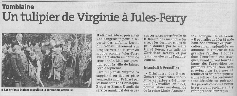 L'Est Républicain - Plantation d'un tulipier de Virginie