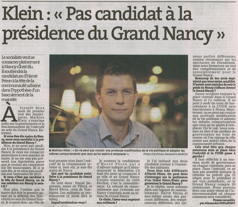 Interview de Mathieu Klein sur la CUGN