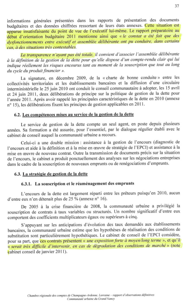 Rapport de la Chambre Régionale des Comptes