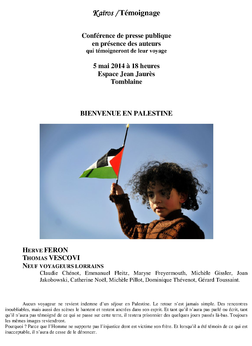 Conférence de presse Palestine