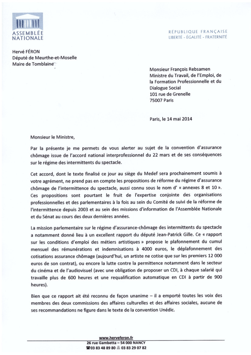 Courrier à François Rebsamen